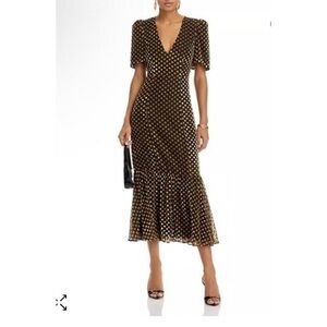 RHODE Black and Gold Midi Dress